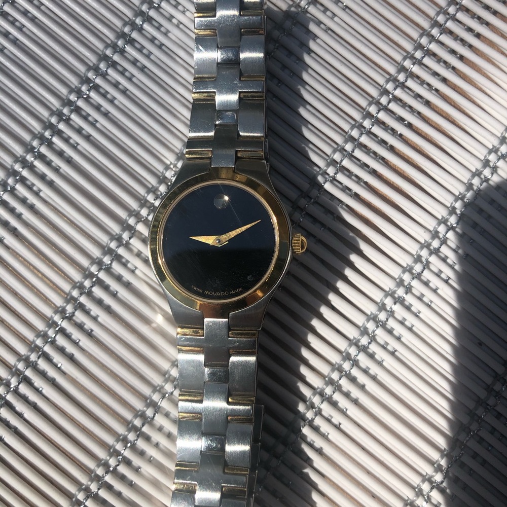 Movado black dial two-tone ladies watch